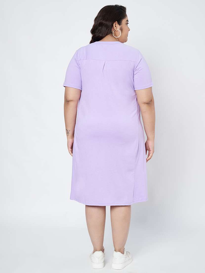 women plus size solid short sleeve a-line dress - 22086777 -  Standard Image - 3