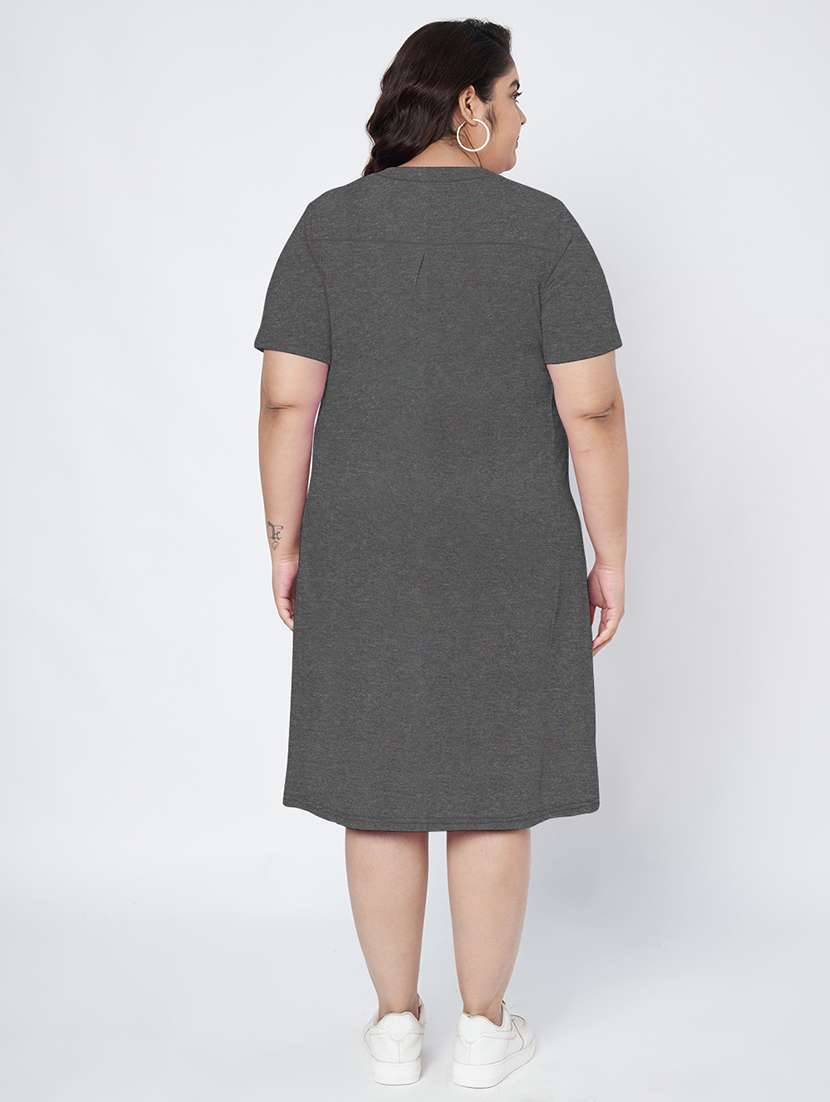 women plus size solid short sleeve a-line dress - 22086778 -  Standard Image - 3