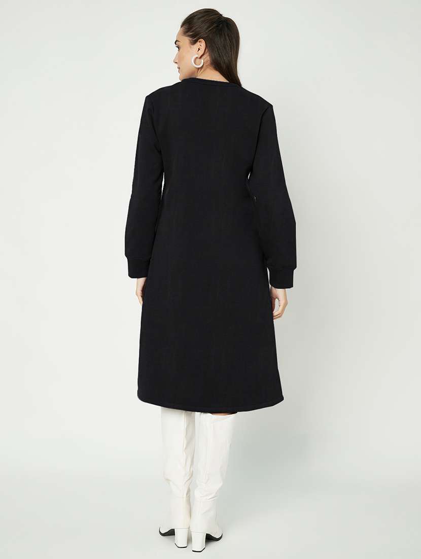 women solid long sleeve a-line dress - 22086786 -  Standard Image - 3