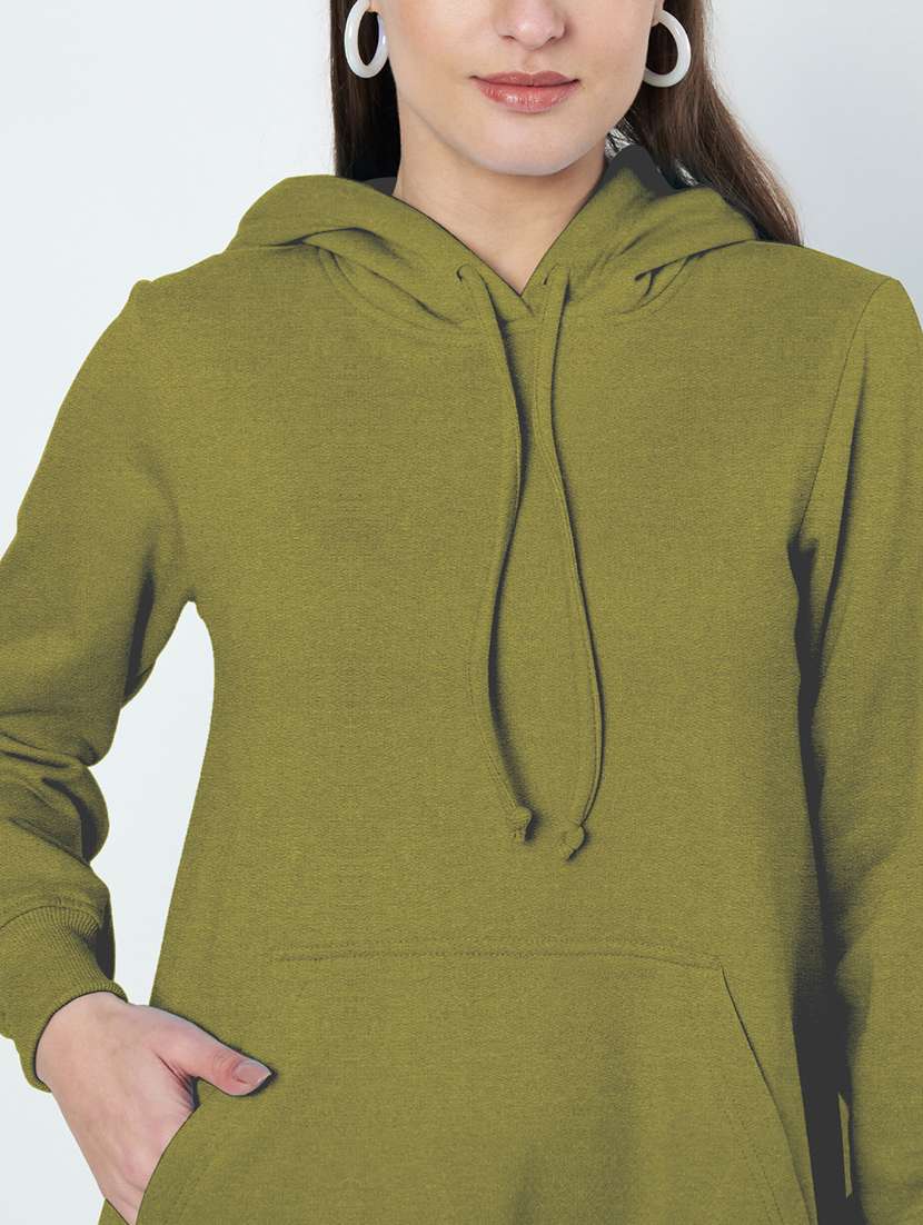 women solid long sleeve hooded a-line dress - 22086789 -  Standard Image - 5