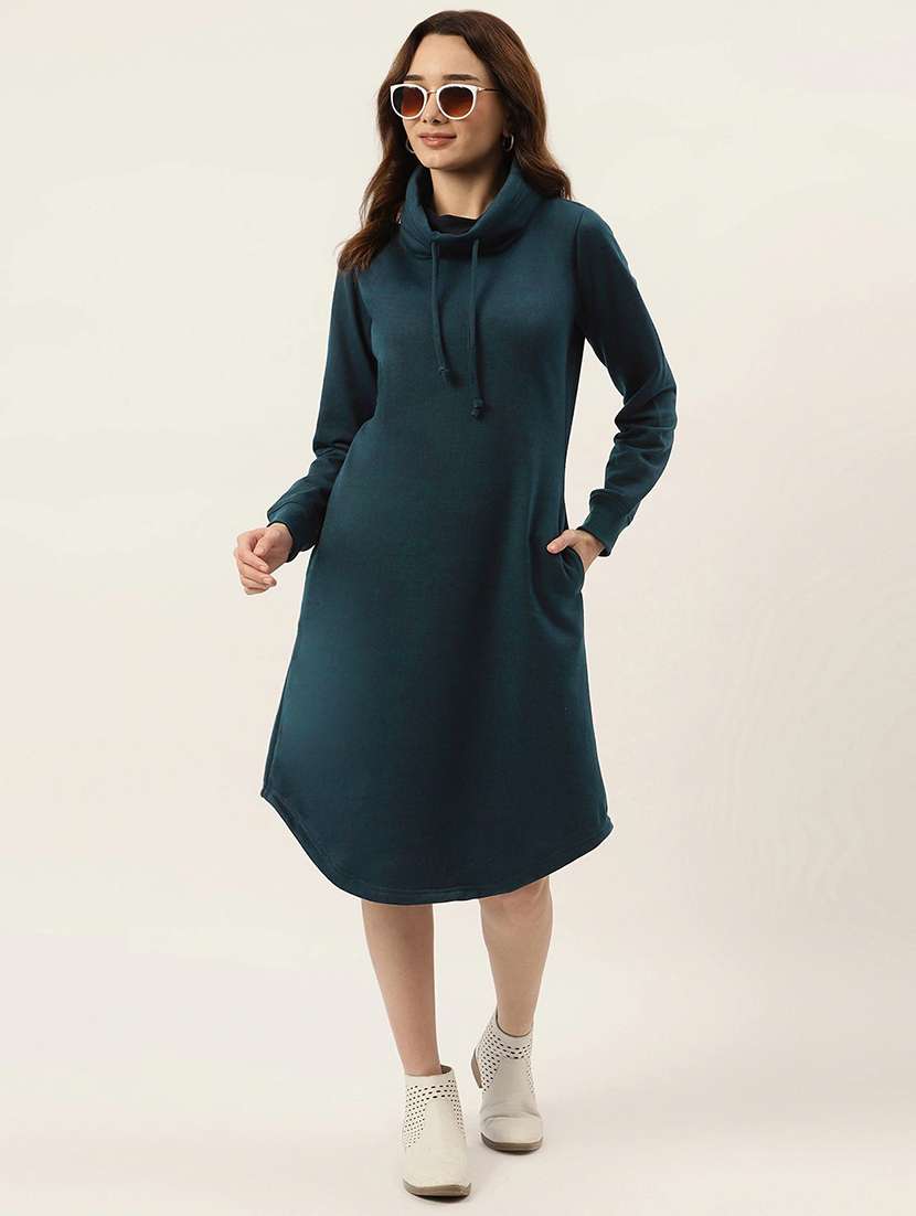 women solid long sleeve a-line dress - 22086800 -  Zoom Image - 0
