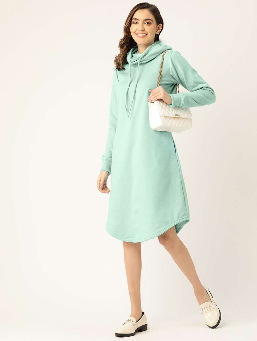 women solid long sleeve a-line dress - 22086802 -  Standard Image - 3