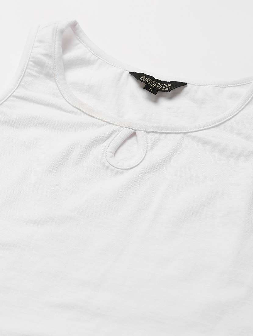 women white solid sleeveless tank top - 22086822 - Standard Image - 3