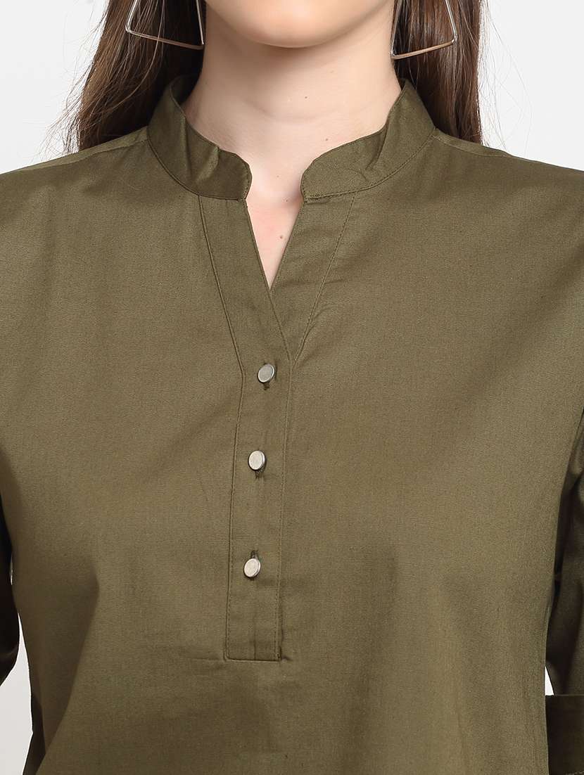 women solid roll-up sleeve regular top - 22086841 -  Standard Image - 5