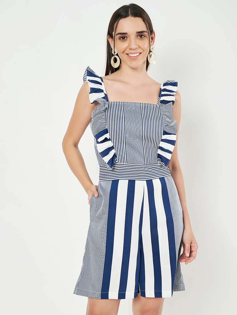 women striped sleeveless romper