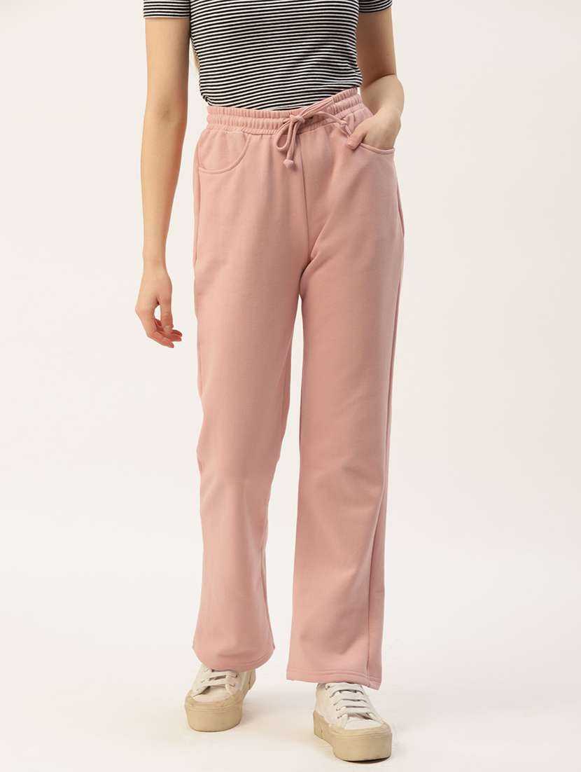 women solid mid rise straight trouser