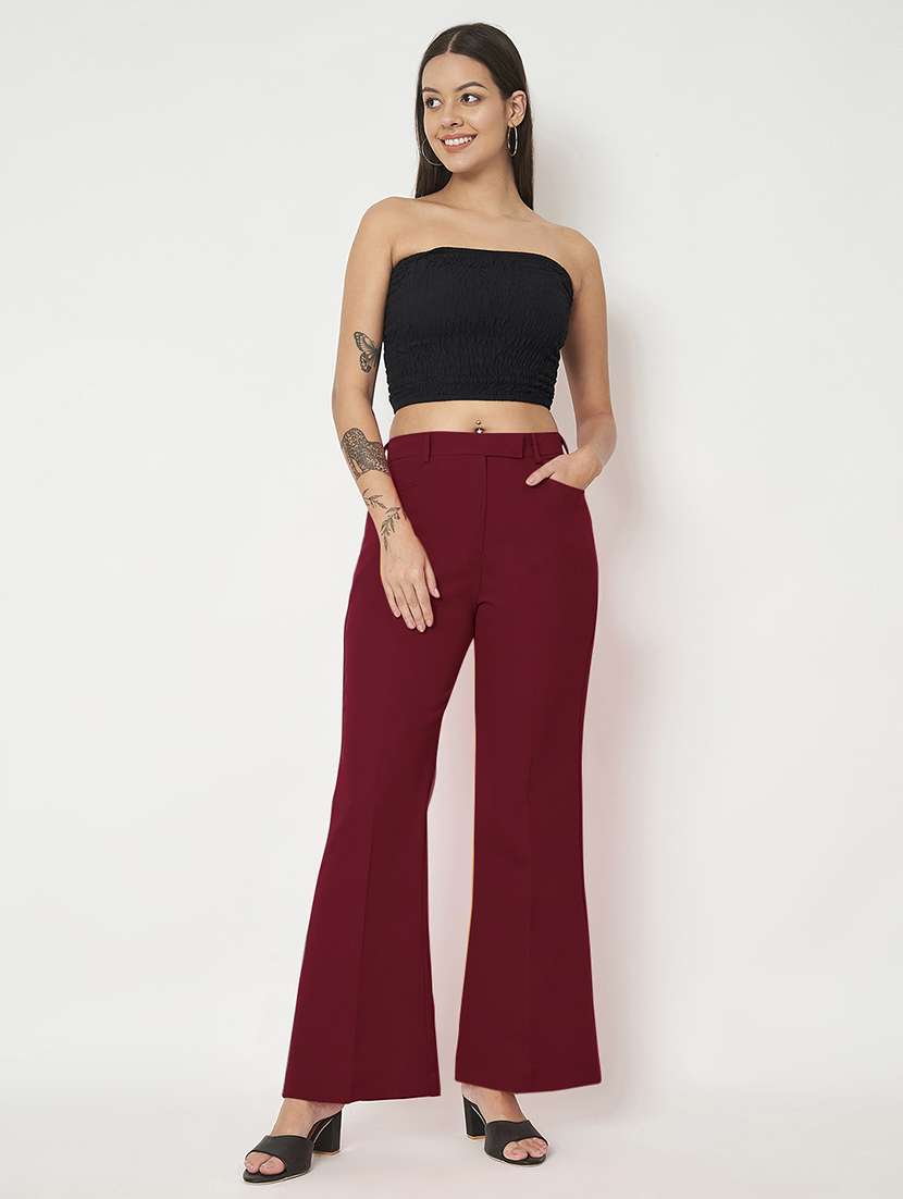 Women Solid High Rise Bootcut Trouser - 22086873 -  Standard Image - 5