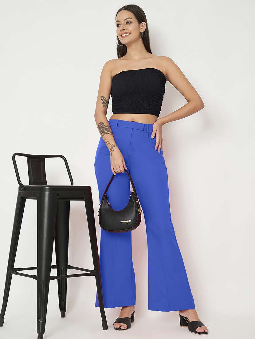 women solid high rise bootcut trouser - 22086874 -  Standard Image - 5