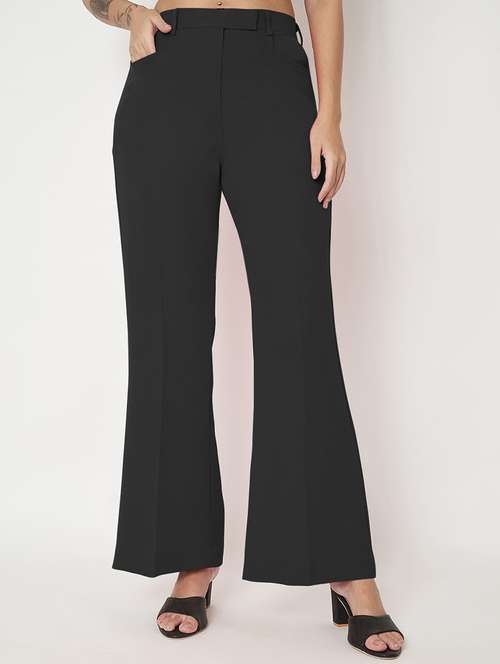 women solid high rise bootcut trouser - 22086875 -  Standard Image - 0