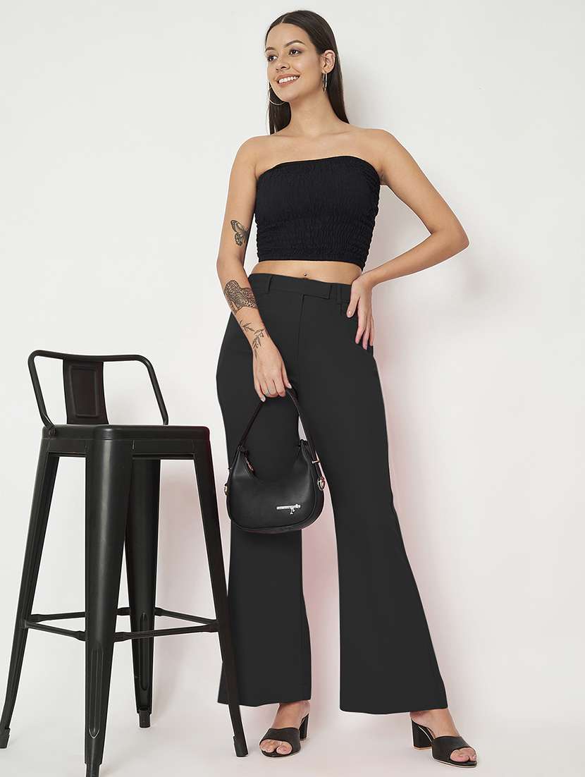 women solid high rise bootcut trouser - 22086875 -  Standard Image - 5