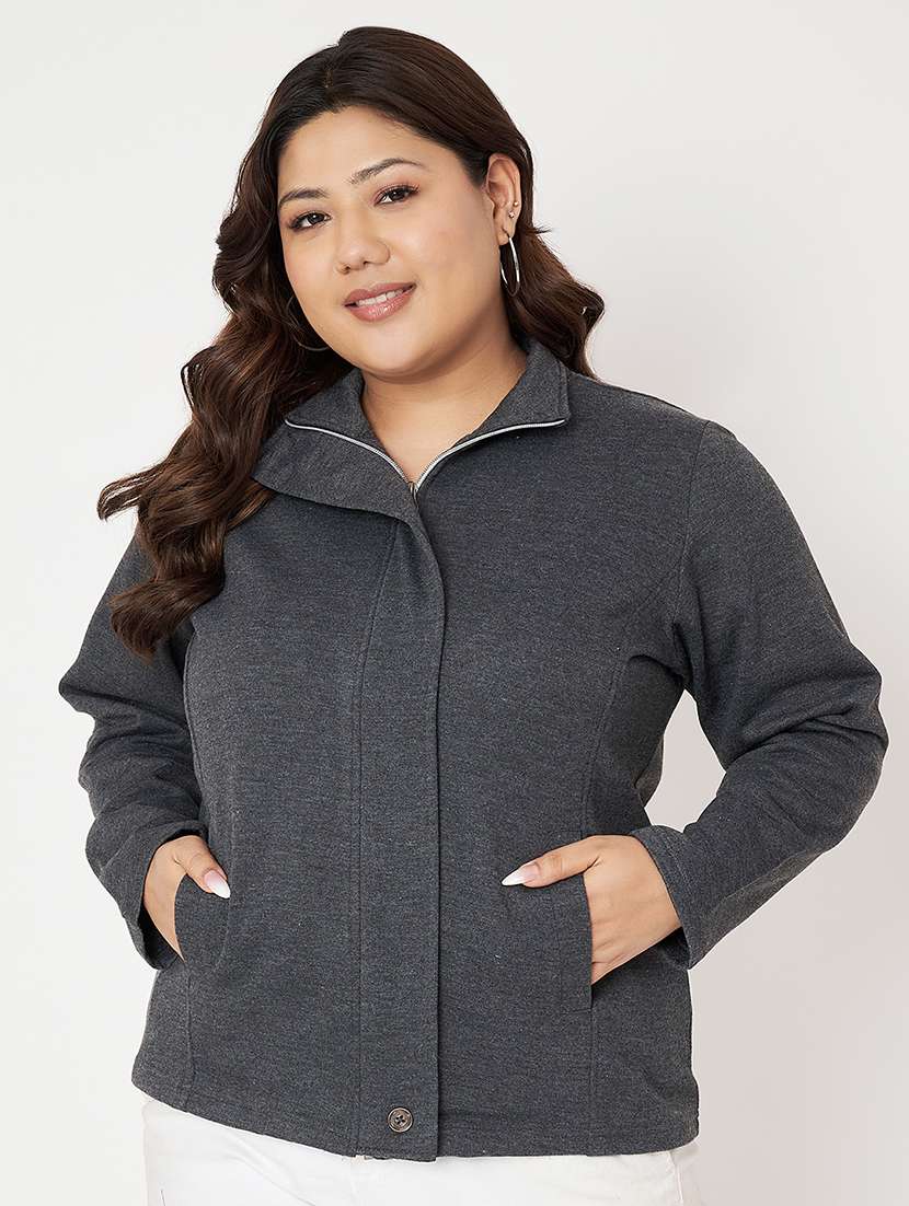 women plus size solid long sleeve sweatshirt