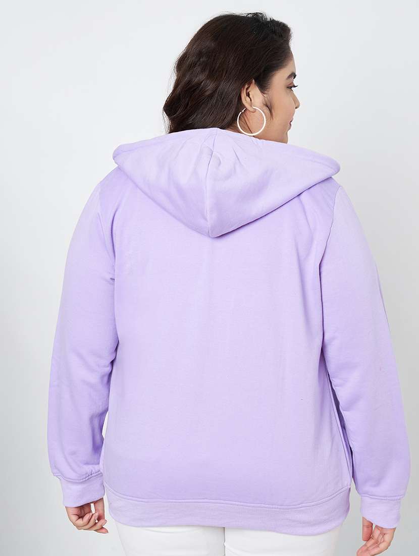 women plus size solid long sleeve hooded sweatshirt - 22086882 -  Standard Image - 3