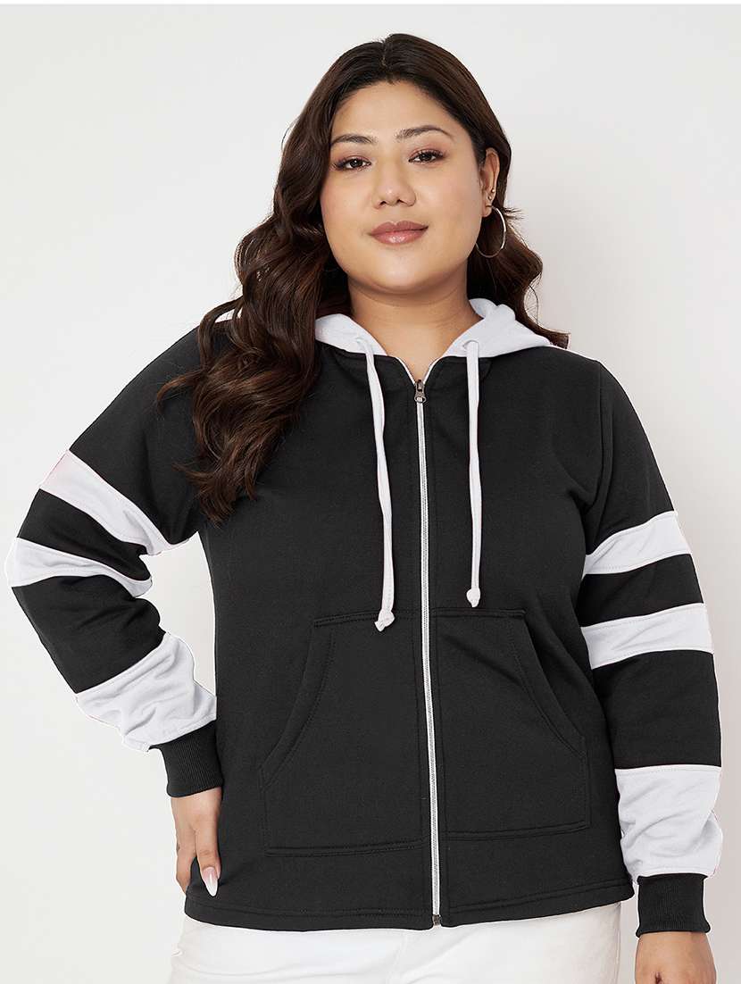 women plus size long sleeve hooded sweatshirt