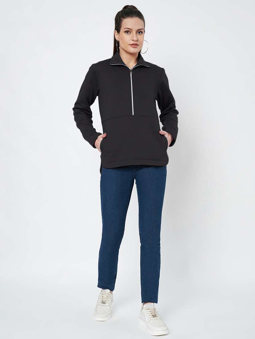 women solid long sleeve sweatshirt - 22086894 -  Standard Image - 5