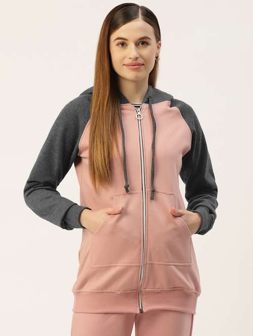 women color blocked long sleeve hooded sweatshirt - 22086920 -  Standard Image - 0