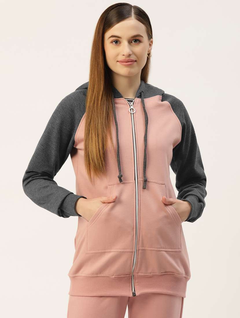 women color blocked long sleeve hooded sweatshirt - 22086920 -  Zoom Image - 0