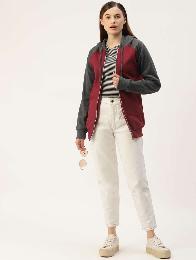 women color blocked long sleeve hooded sweatshirt - 22086921 -  Standard Image - 3