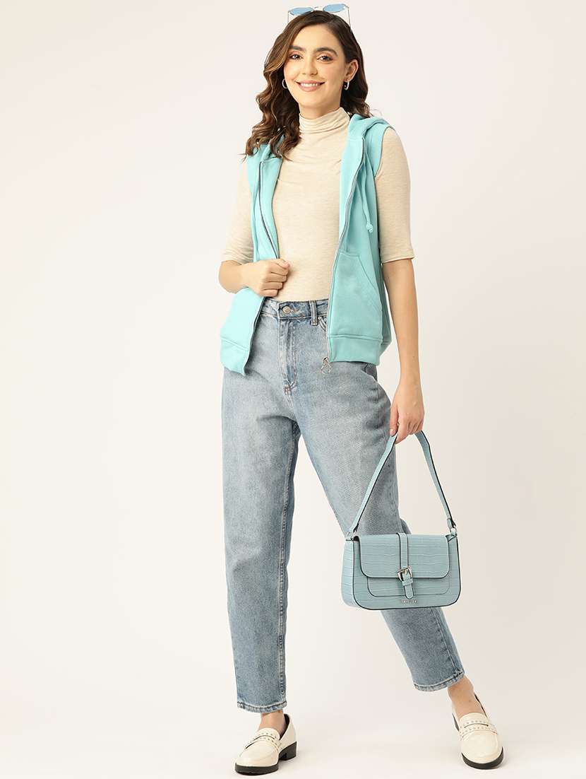 women solid sleeveless hooded sweatshirt - 22086932 -  Standard Image - 3