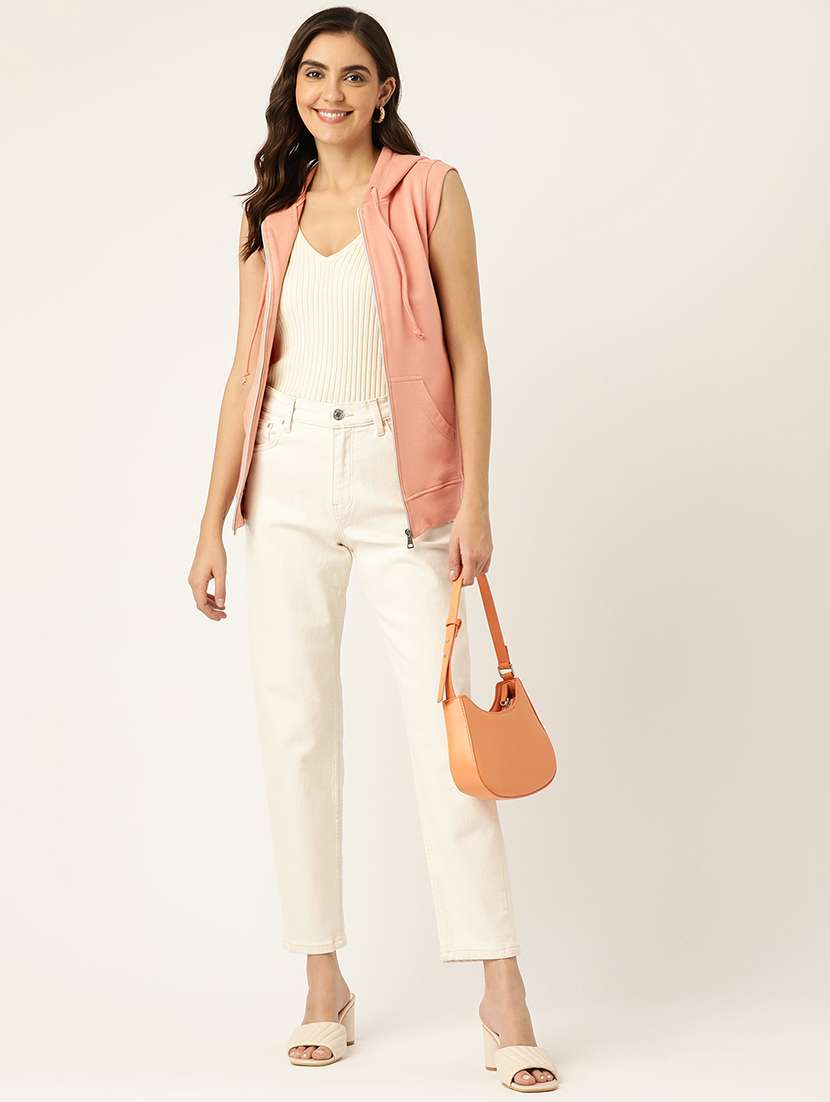 women solid sleeveless hooded sweatshirt - 22086933 -  Standard Image - 3