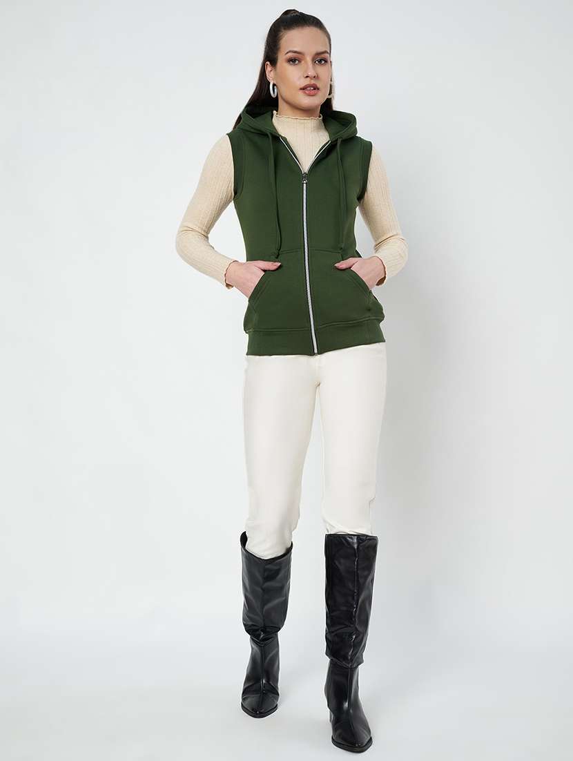 women solid sleeveless hooded sweatshirt - 22086936 -  Standard Image - 5