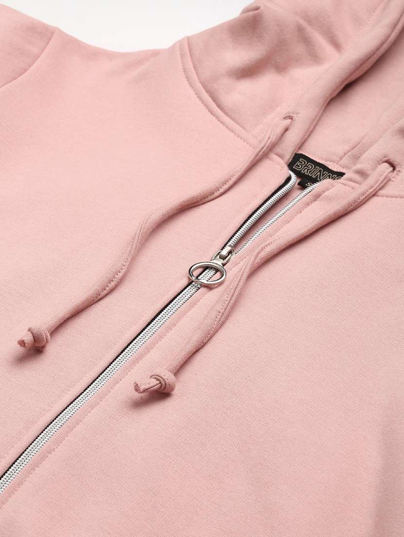 women solid long sleeve hooded sweatshirt - 22086942 -  Standard Image - 5