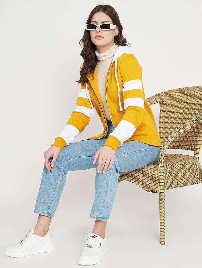 women color blocked long sleeve hooded sweatshirt - 22086967 -  Standard Image - 5