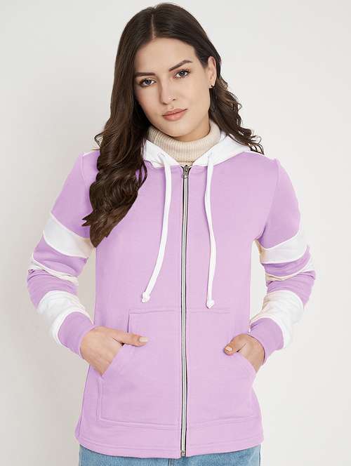 women color blocked long sleeve hooded sweatshirt - 22086969 -  Standard Image - 0