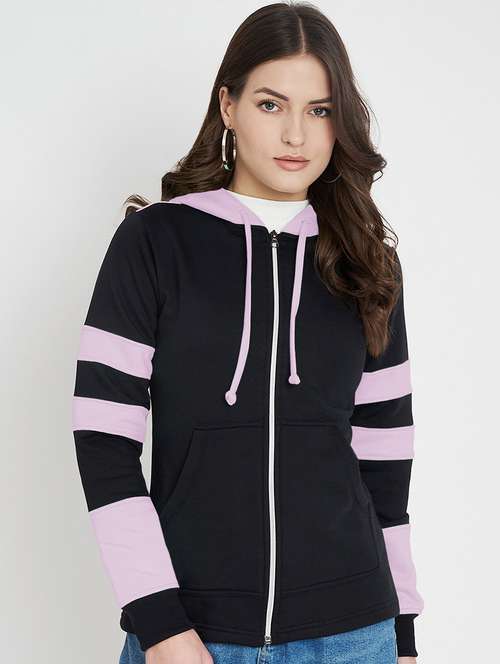 women color blocked long sleeve hooded sweatshirt - 22086976 -  Standard Image - 0