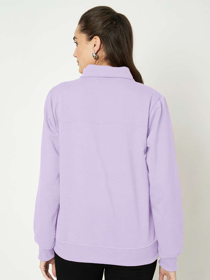 women solid long sleeve stand collar sweatshirt - 22086983 -  Standard Image - 3