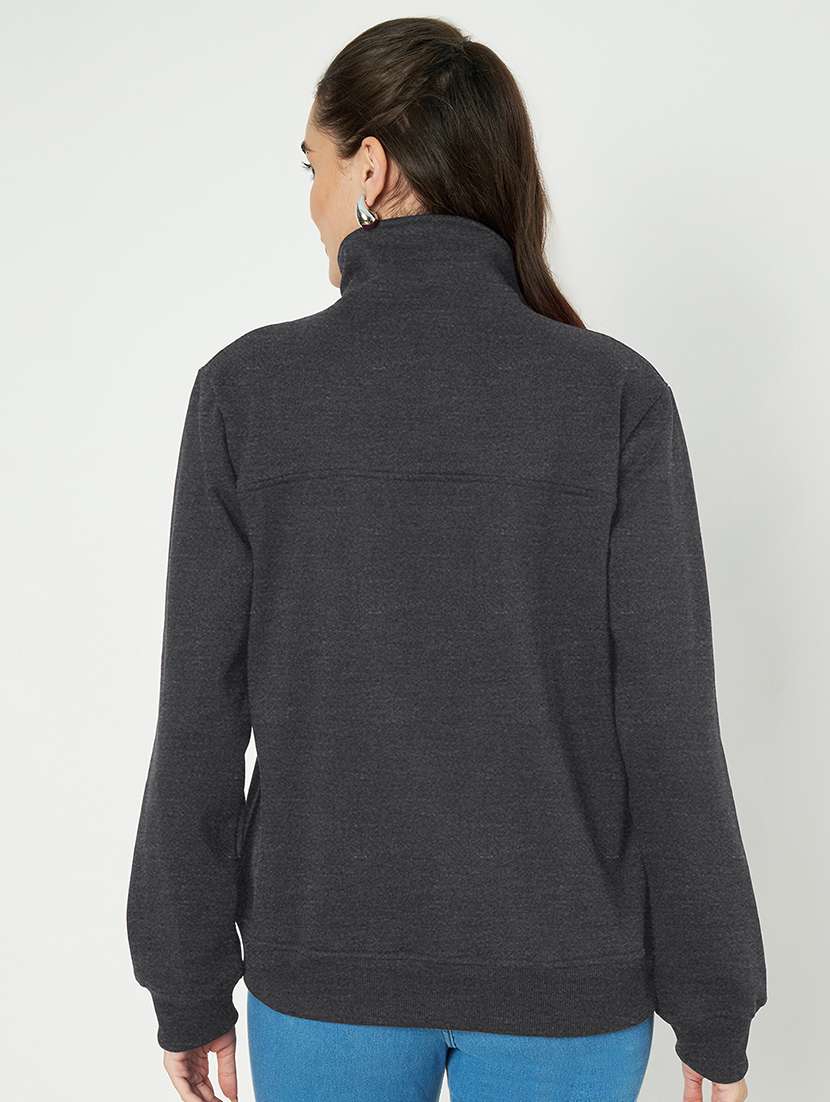 women solid long sleeve stand collar sweatshirt - 22086984 -  Standard Image - 3