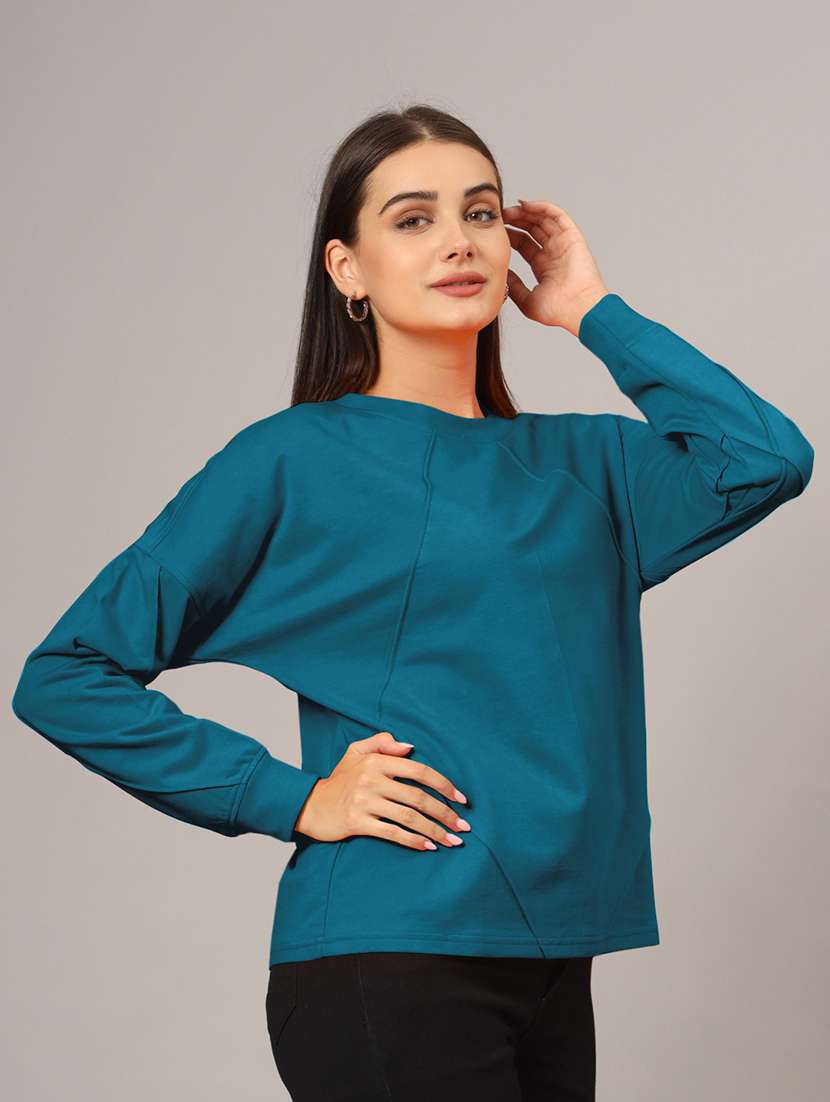 women solid long sleeve sweatshirt