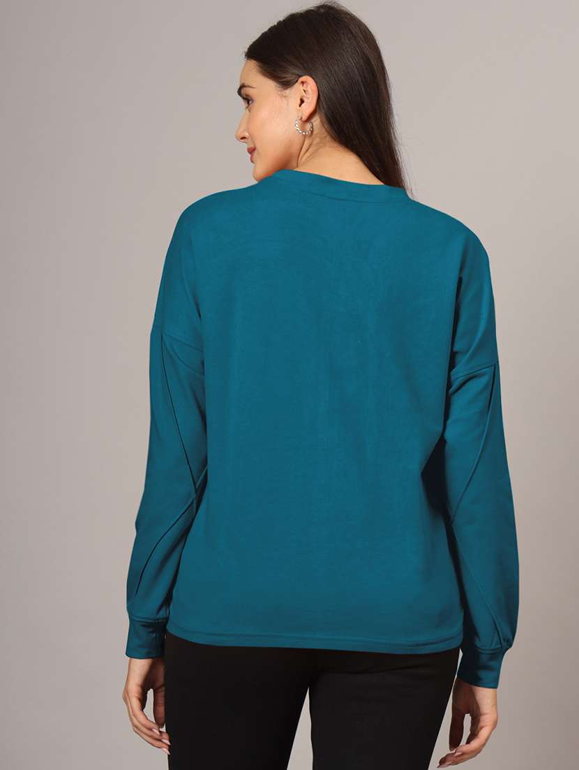 women solid long sleeve sweatshirt - 22086986 -  Standard Image - 3