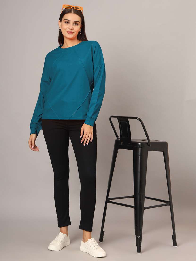 women solid long sleeve sweatshirt - 22086986 -  Standard Image - 5