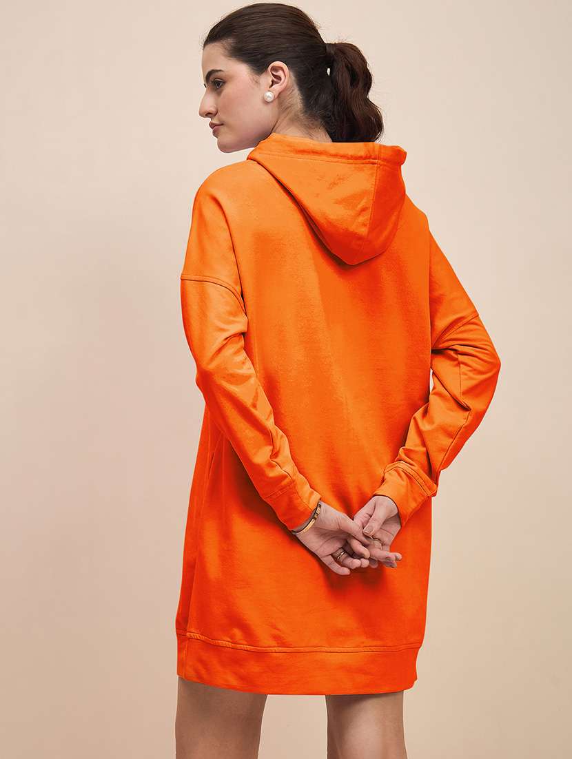 women solid long sleeve hooded dress - 22086988 - Standard Image - 3