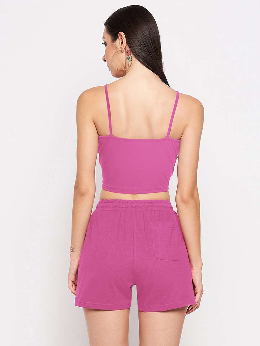 women solid sleeveless top & shorts co-ord set - 22086995 -  Standard Image - 3