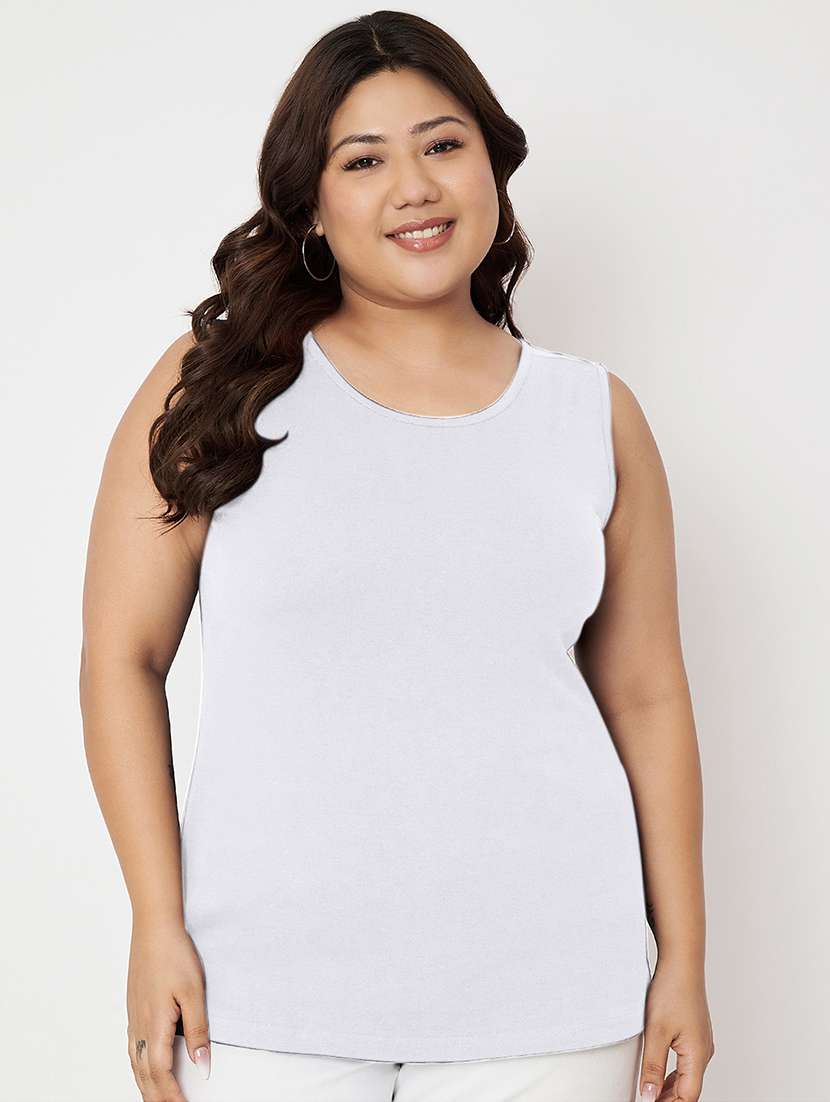 women plus size solid sleeveelsss camisole - 22087025 - Zoom Image - 0