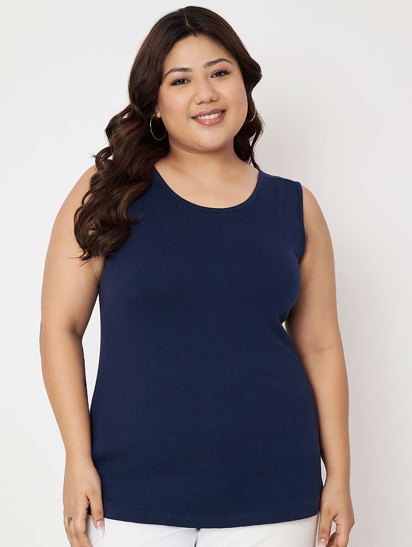 women plus size solid sleeveelsss camisole