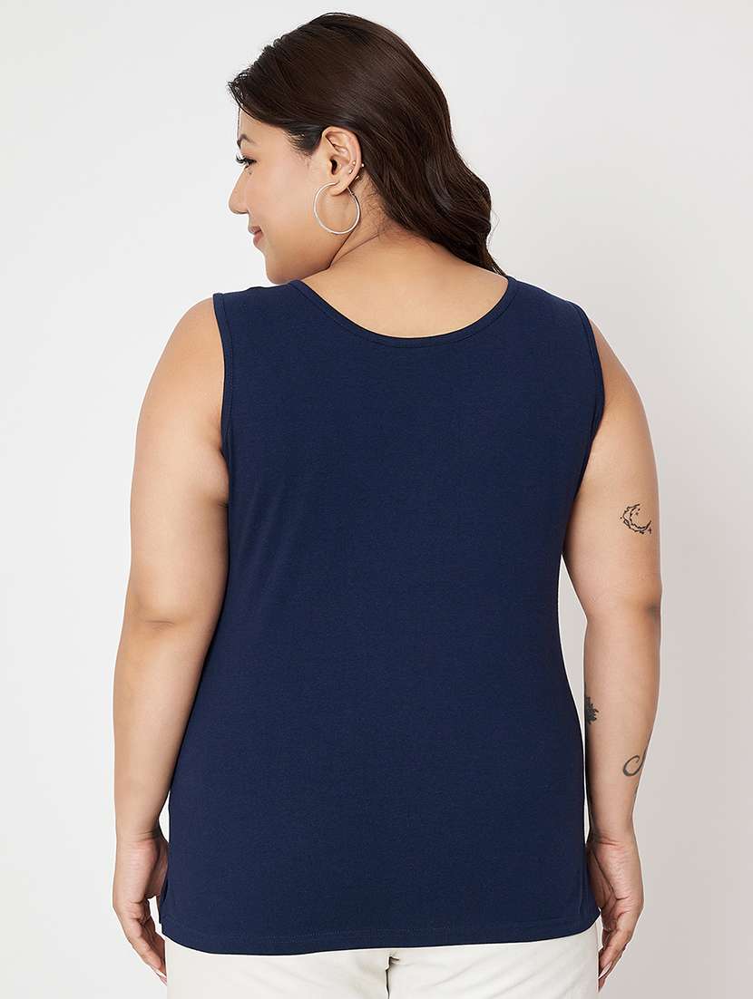 women plus size solid sleeveelsss camisole - 22087027 -  Standard Image - 3