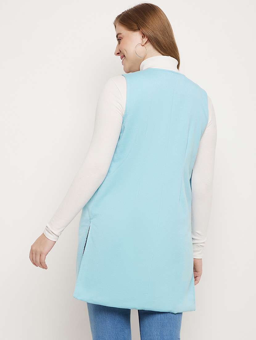 women solid sleeveless winterwear shrug - 22087039 -  Standard Image - 3