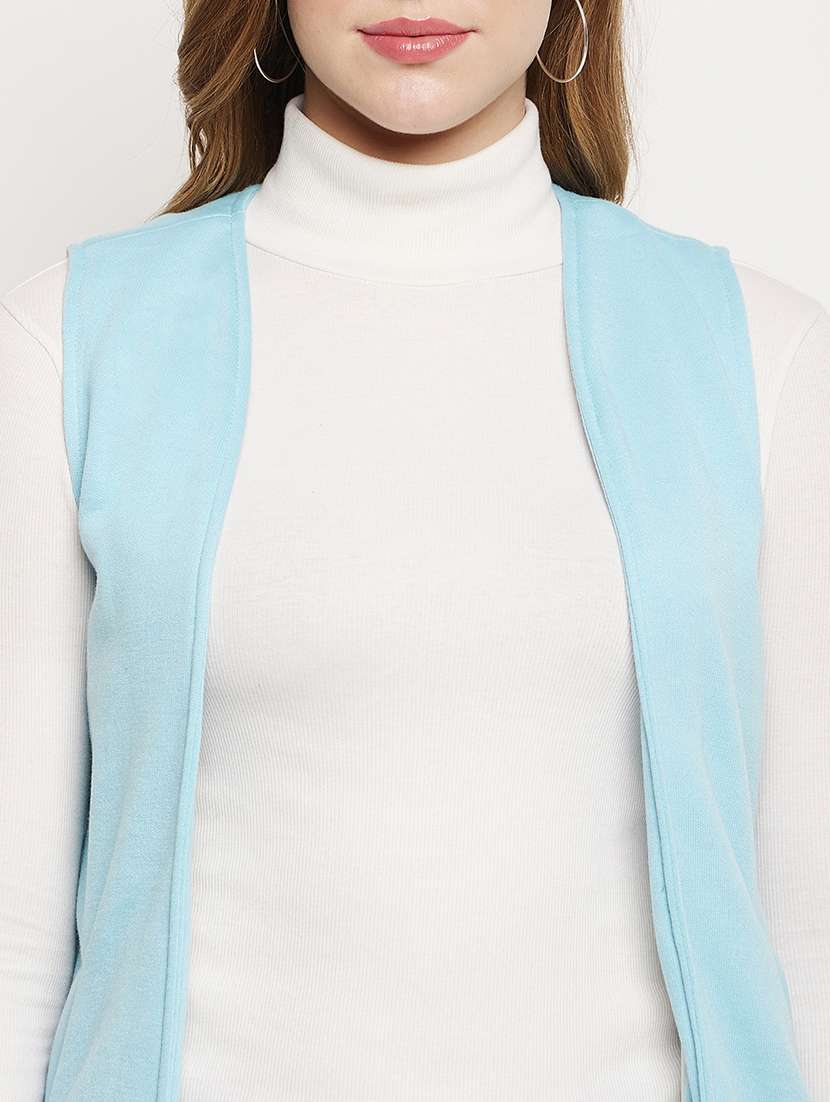 women solid sleeveless winterwear shrug - 22087039 -  Standard Image - 5