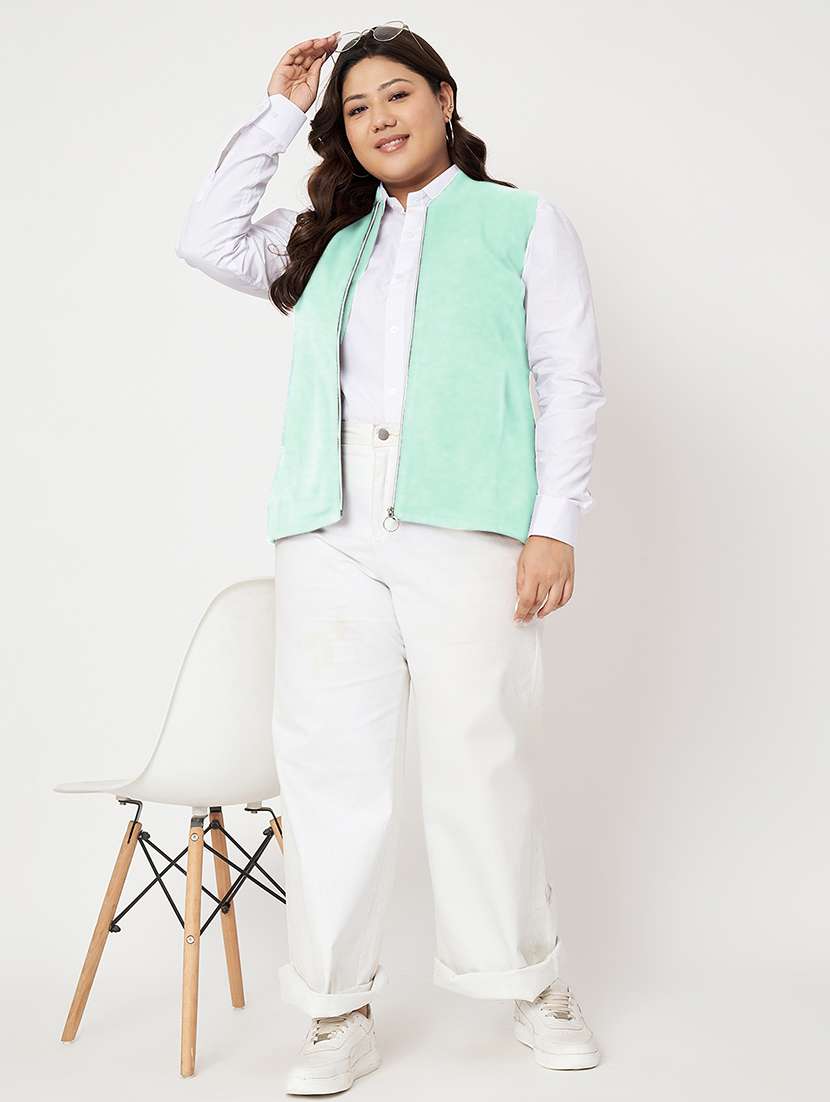 women plus size solid sleeveless jacket - 22087044 -  Standard Image - 5