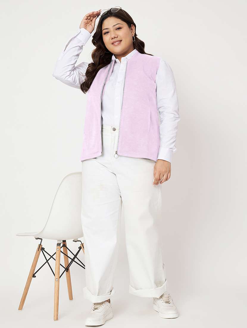 women plus size solid sleeveless jacket - 22087046 -  Standard Image - 5
