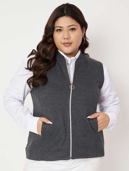 women plus size solid sleeveless jacket - 22087047 -  Standard Image - 0