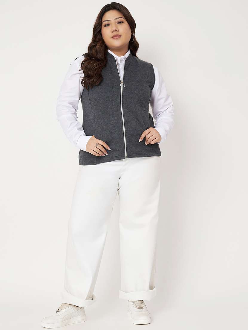 women plus size solid sleeveless jacket - 22087047 -  Standard Image - 5