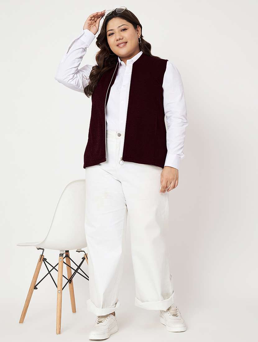 women plus size solid sleeveless jacket - 22087048 -  Standard Image - 5