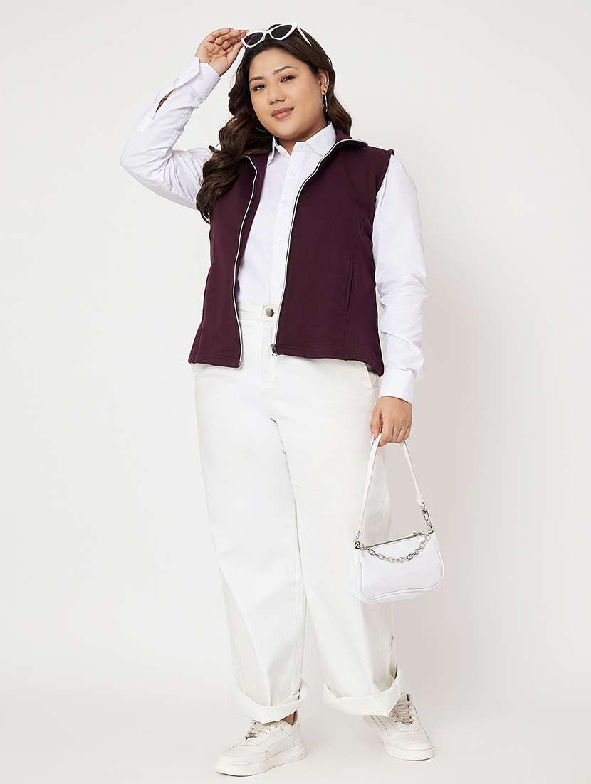 women plus size solid sleeveless jacket - 22087051 -  Standard Image - 5