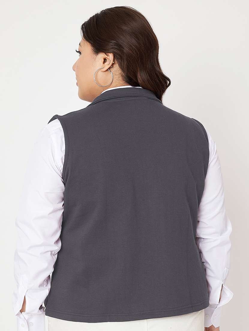 women plus size solid sleeveless jacket - 22087054 -  Standard Image - 3