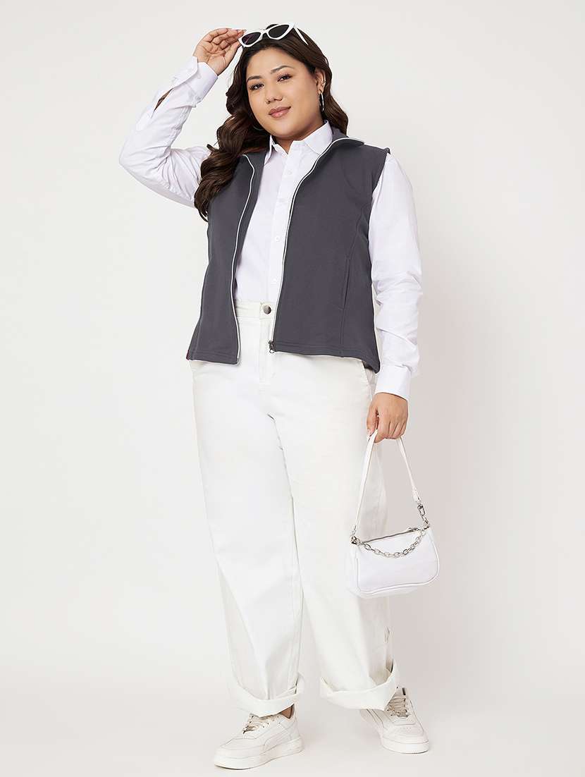 women plus size solid sleeveless jacket - 22087054 -  Standard Image - 5