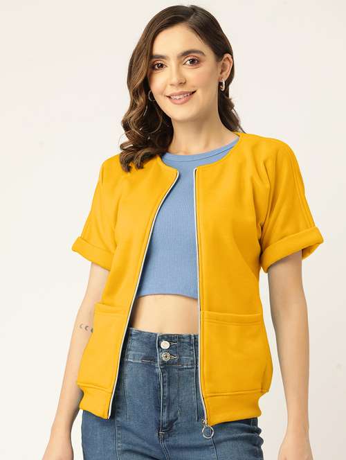 women solid short sleeve jacket - 22087070 -  Standard Image - 0