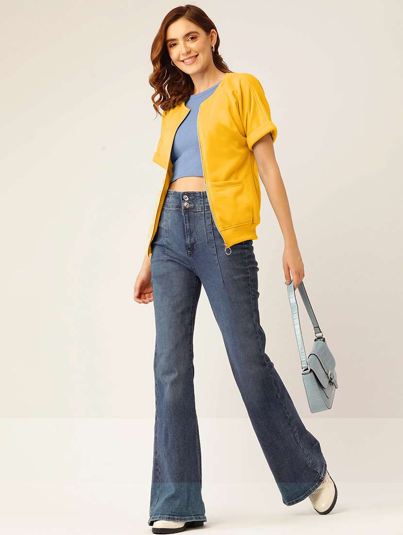 women solid short sleeve jacket - 22087070 -  Standard Image - 3